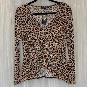 INC International Concepts Leopard Print Long Sleeve Top